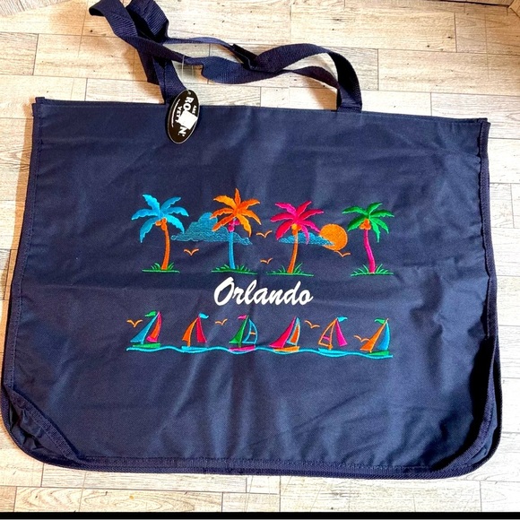 Palm Tree Tote Bag Blue New With Tags *Read* - Picture 1 of 9
